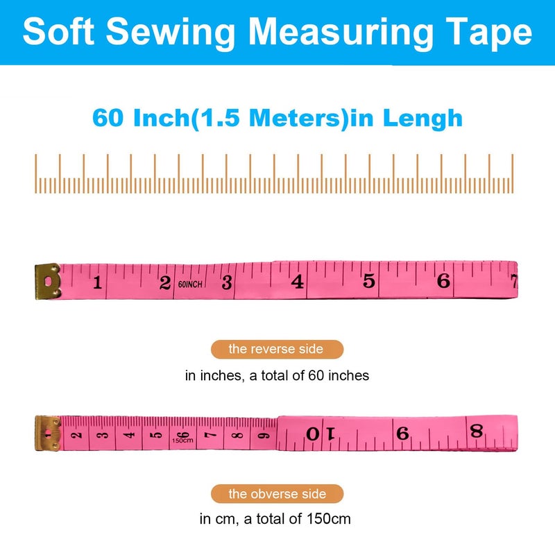 Tesdluy 4 Pack Tape Measure Retractable Measuring for Body Fabric Sewing Tailor Cloth Knitting Craft Measurements, 60-Inch Soft Measuring Tape Double Scales Rulers for Body Weight - Image 3